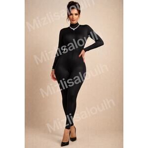 Good American Black Catsuit Jumpsuit 2XL Stretch Zip Front - New no tags